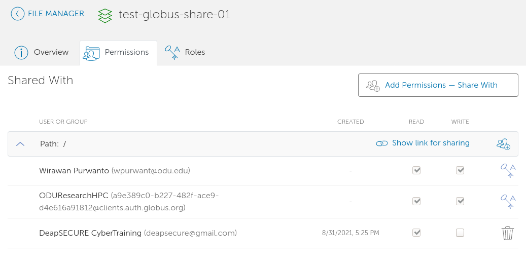 Globus guest collection after adding recipient
