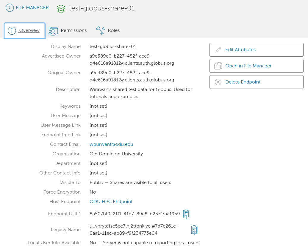 Globus guest collection OVERVIEW PAGE
